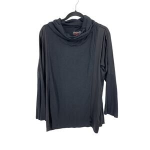 Johnny Was Mila Top Womens Medium Black Draped Cowl Neck Contrast Side Panels